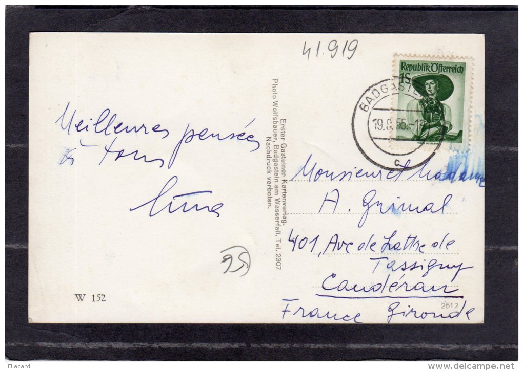 41919     Austria,    Badgastein  1083 M.,  VG  1955 - Bad Gastein