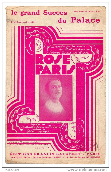 Partition - Rose Paris De Battaille Henri, Henri Varna Et Jean Boyer - 1929 - Spartiti