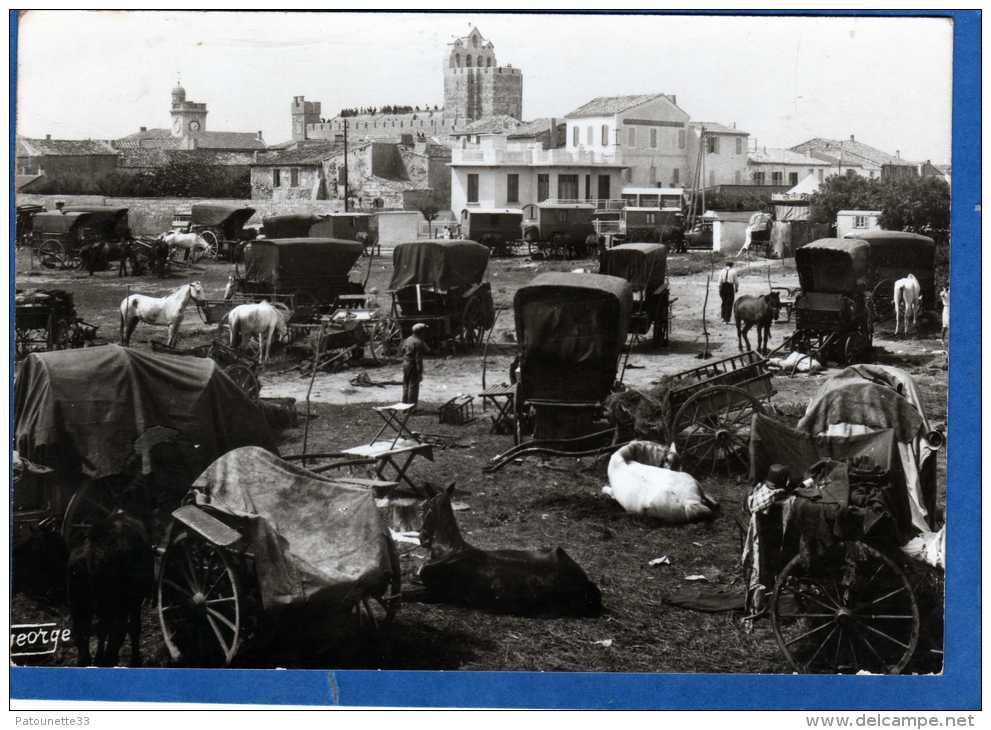 13 SAINTES MARIE DE LA MER PELERINAGE GITAN DES 24 ET 25 MAI CAM DE BOHEMIENS  ANIME ROULOTTES CARTE PHOTO - Saintes Maries De La Mer