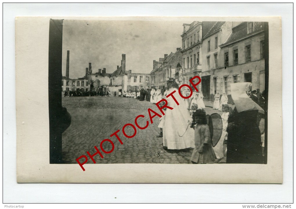 PROCESSION-FETE-DIEU-?-Enfants-Communiantes-Religion-ORCHIES-Carte Photo Allemande-Guerre 14-18-1WK-FRANCE-59- - Orchies