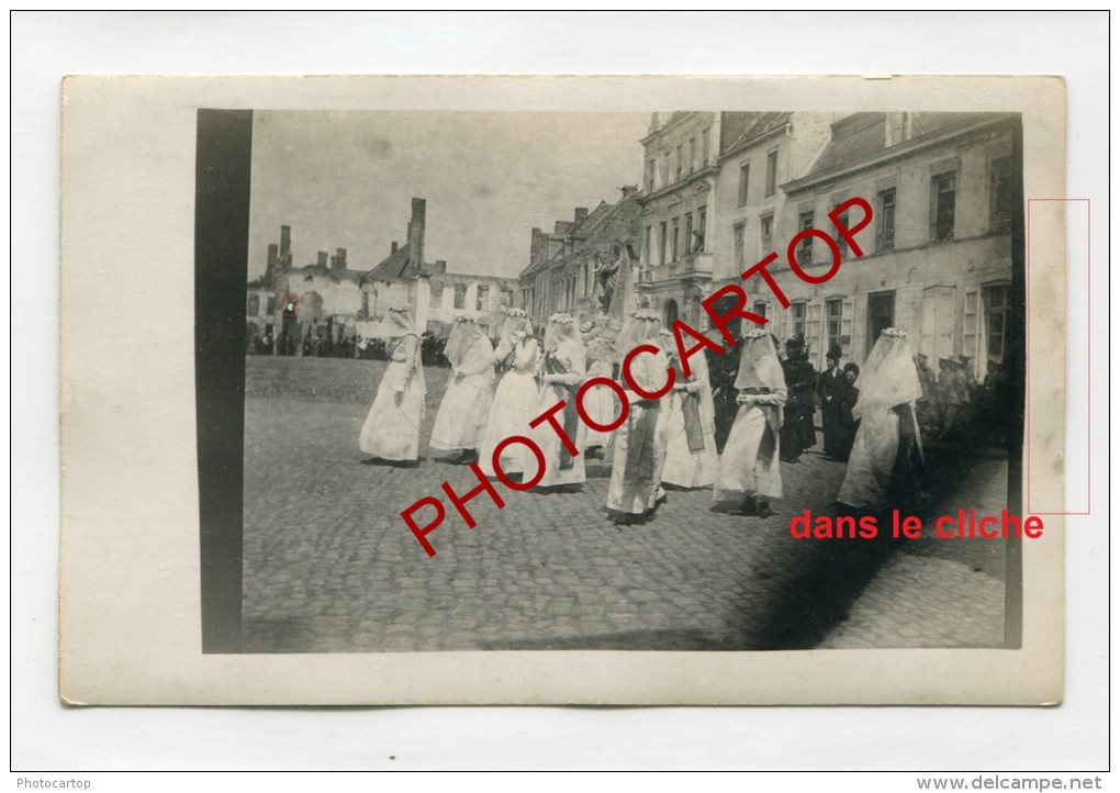 PROCESSION-FETE-DIEU-?-En Fants-Communiantes-Religi On-ORCHIES-Carte Photo Allemande-Guerre 14-18-1WK-FRANCE-59- - Orchies