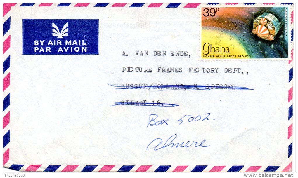 GHANA. N°643 De 1978 Sur Enveloppe Ayant Circulé. Pioneer Vers Vénus. - Afrika