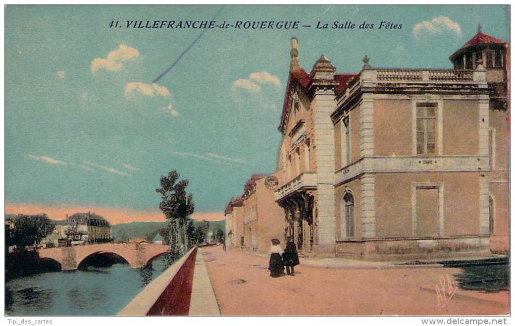 12 - Villefranche-de-Rouergue - La Salle Des Fêtes (colorisée, Vernie) - Villefranche De Rouergue