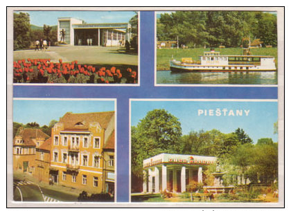 Piestany , Mehrbildkarte , Portal Kolonadoveho Mosta - Restauracia Delfin - Hotel Victoria Regio - Kino Moskva - Slowakei