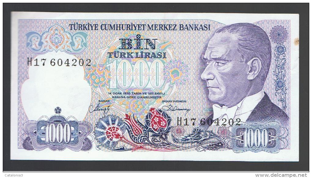 TURQUIA - TURKEY - 1000 Liras 1970   Circulado  P-196 - Turquia