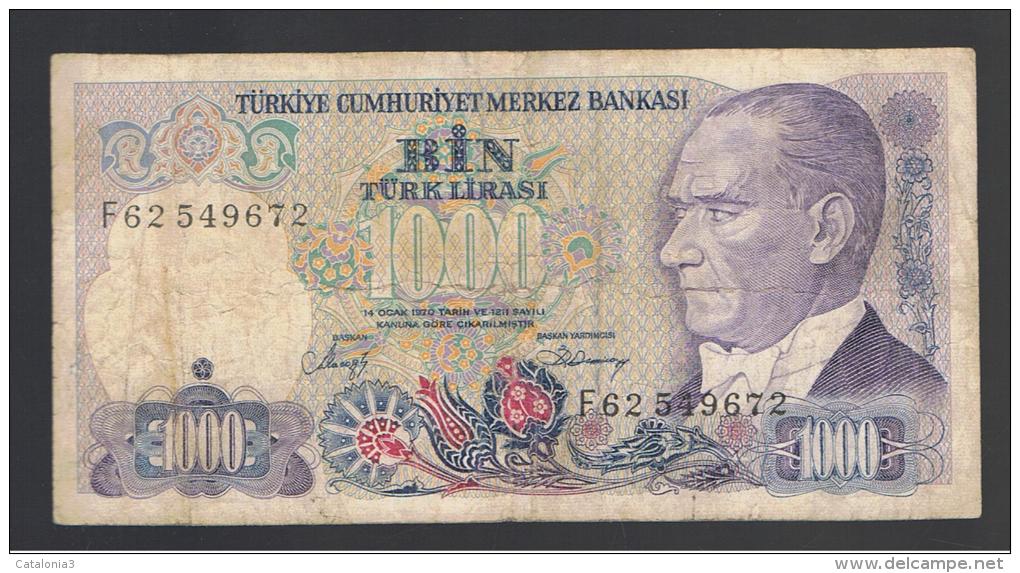 TURQUIA - TURKEY - 1000 Liras 1970   Circulado  P-196 - Turquie