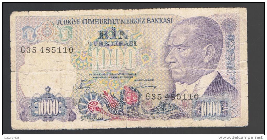 TURQUIA - TURKEY - 1000 Liras 1970   Circulado  P-196 - Turchia