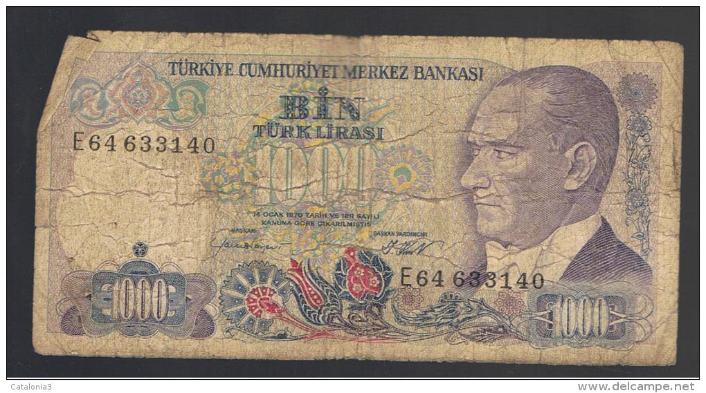 TURQUIA - TURKEY - 1000 Liras 1970   Circulado  P-196 - Turquie