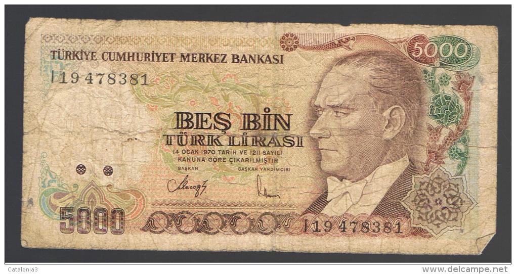 TURQUIA - TURKEY - 5000 Liras 1970   Circulado  P-198 - Turquia