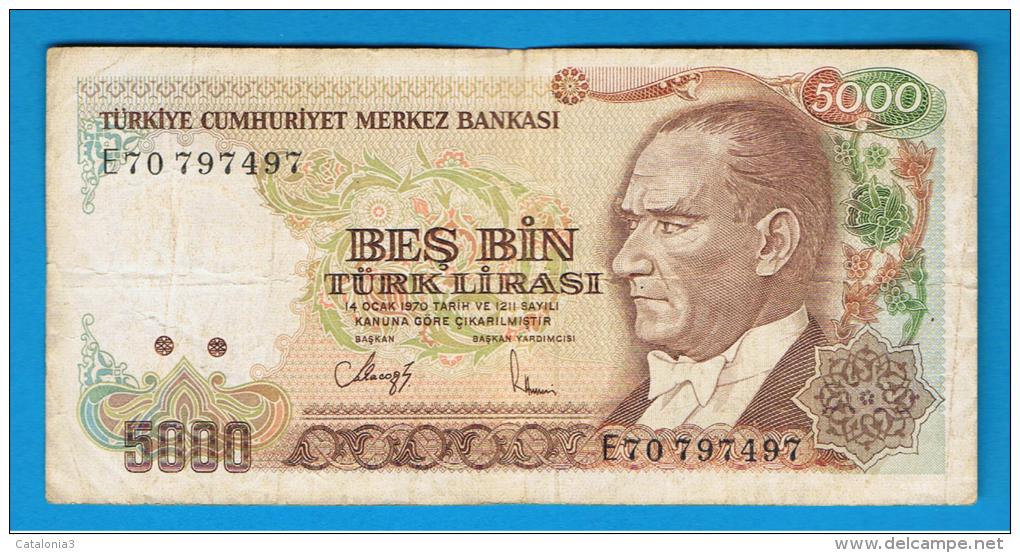 TURQUIA - TURKEY - 5000 Liras 1970   Circulado  P-197 - Turquia