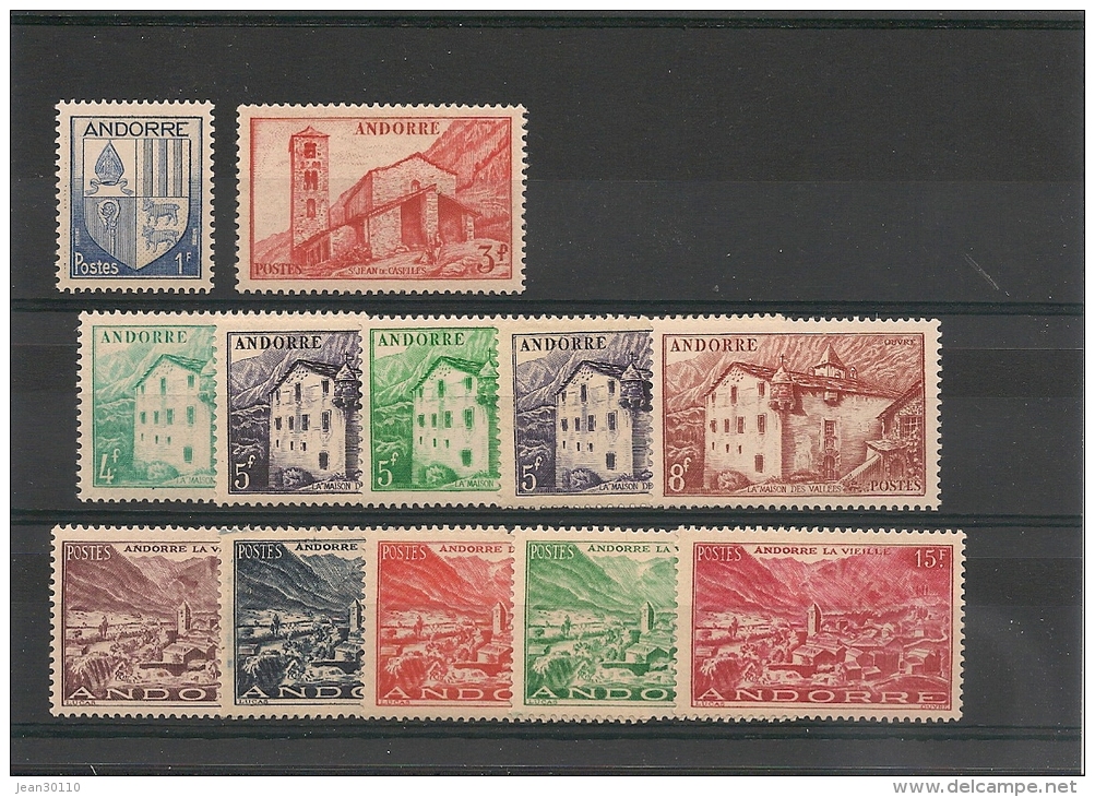 ANDORRE  Années 1948/51 N° Y/T 119/133 Incomplète** Côte: 28,60 € - Unused Stamps