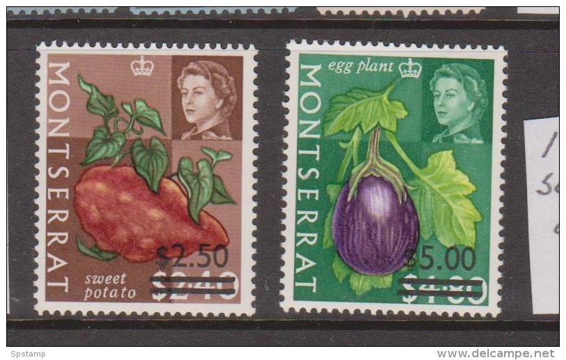 Montserrat 1968 QEII Fruit & Vegetable Definitives Surcharges 2 High Values MLH - Montserrat