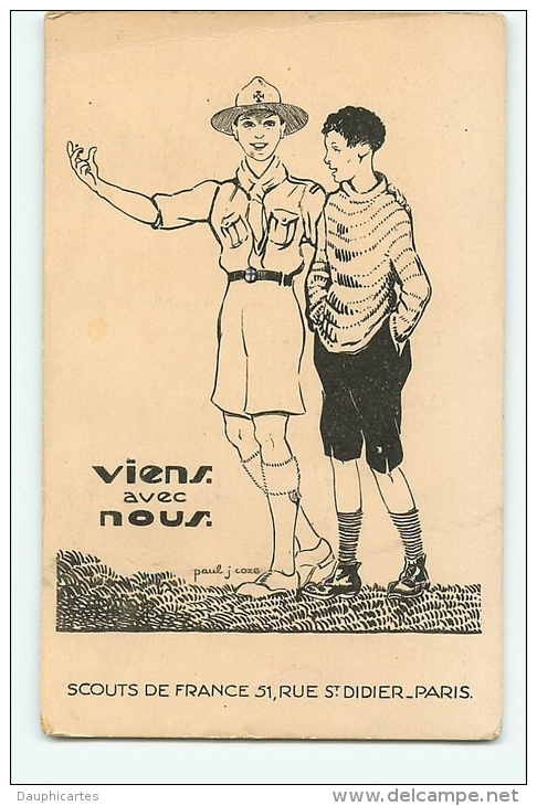 Paul COZE : Viens Avec Nous ! Scout De France. Voir Dos. 2 Scans. - Scoutisme