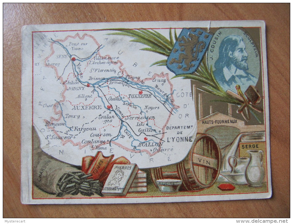 S5  CHROMO CHROMOS GEOGRAPHIQUE DEPT  DE L YONNE    ANIMEE PUBLICITAIRE BLASON - Mapas Geográficas