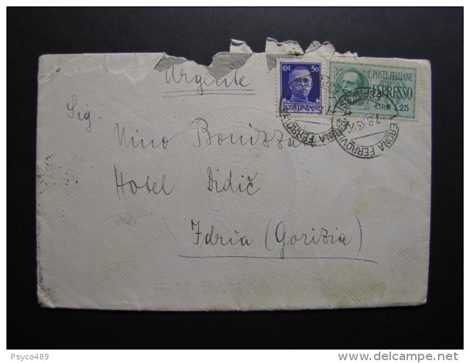 ITALIA Regno Espressi -1932-33  "Effigie" £. 1,25  VERONA>ISTRIA (descrizione) - Marcophilia