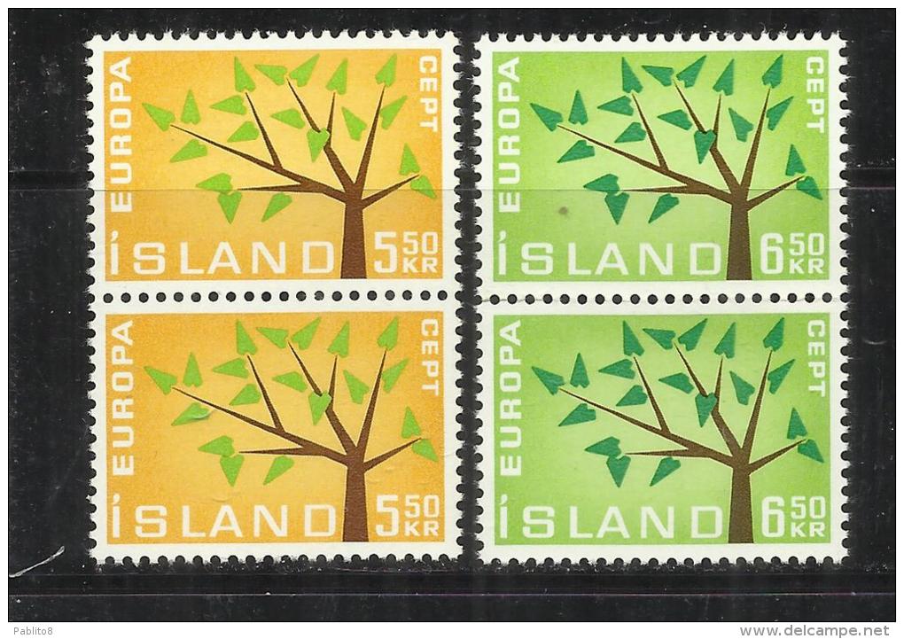 ISLANDA ICELAND ISLANDE ISLAND 1962 EUROPA CEPT COPPIA PAIR MNH - Neufs