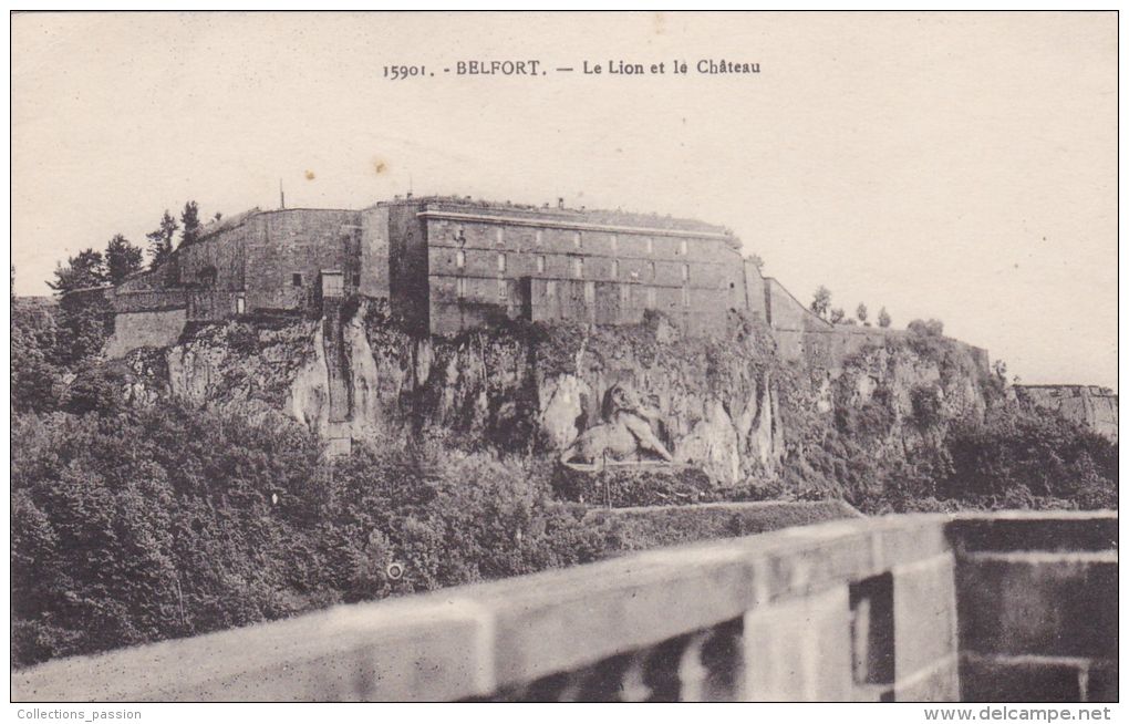 Cp , 90 , BELFORT , Le Lion Et Le Château - Belfort – Le Lion