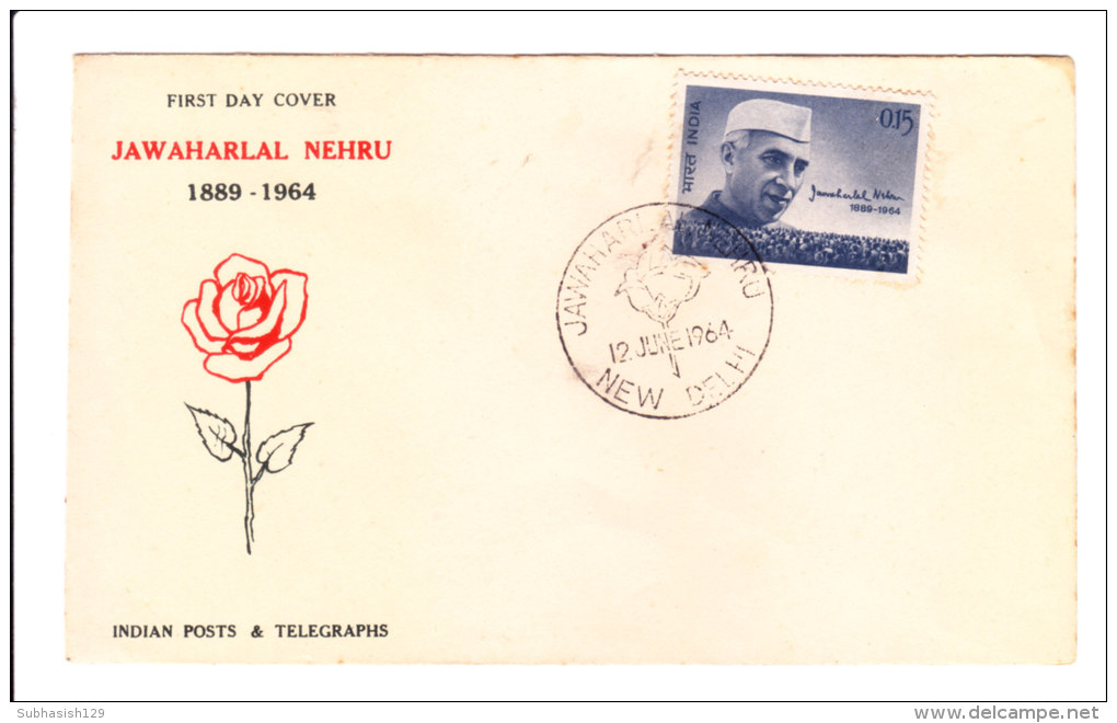 First Day Cover Issued From India On Jawaharlal Nehru On 12.06.1964 - Briefe