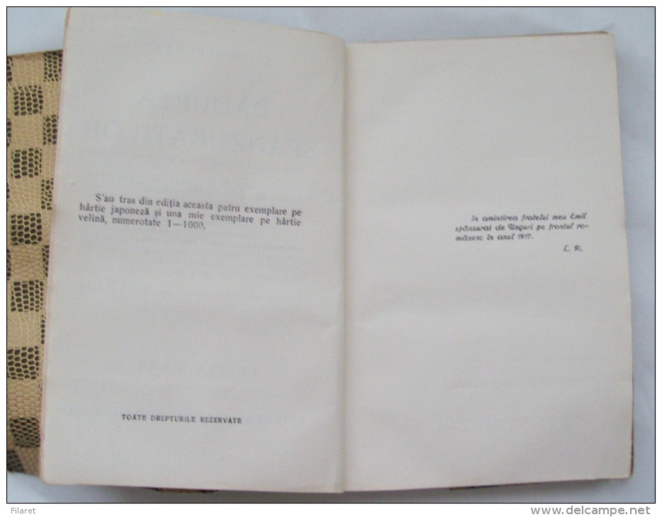 ROMANIA-PADUREA SPANZURATIILOR,LIVIU REBREANU-THIRD EDITION,ONLY 4 EX.JAPANESE PAPER/ VELIN PAPER 1000 EX. - Alte Bücher