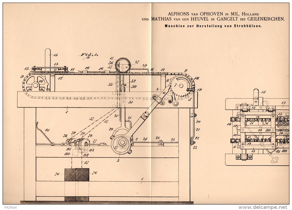 Original Patentschrift -M. Van Den Heuvel In Gangelt B. Geilenkirchen ,1900, Maschine Für Stroh , Landwirtschaft , Agrar - Maschinen