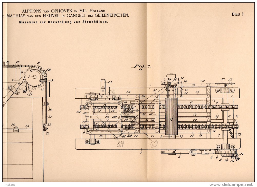 Original Patentschrift -M. Van Den Heuvel In Gangelt B. Geilenkirchen ,1900, Maschine Für Stroh , Landwirtschaft , Agrar - Maschinen