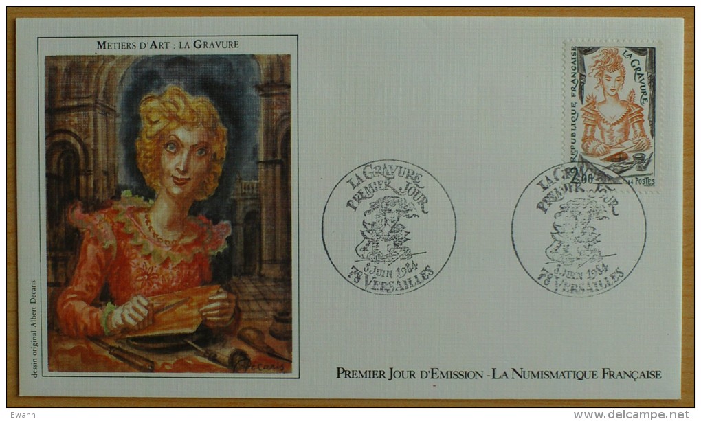 FDC 1984 - La Gravure - VERSAILLES - Sur Soie - 1980-1989