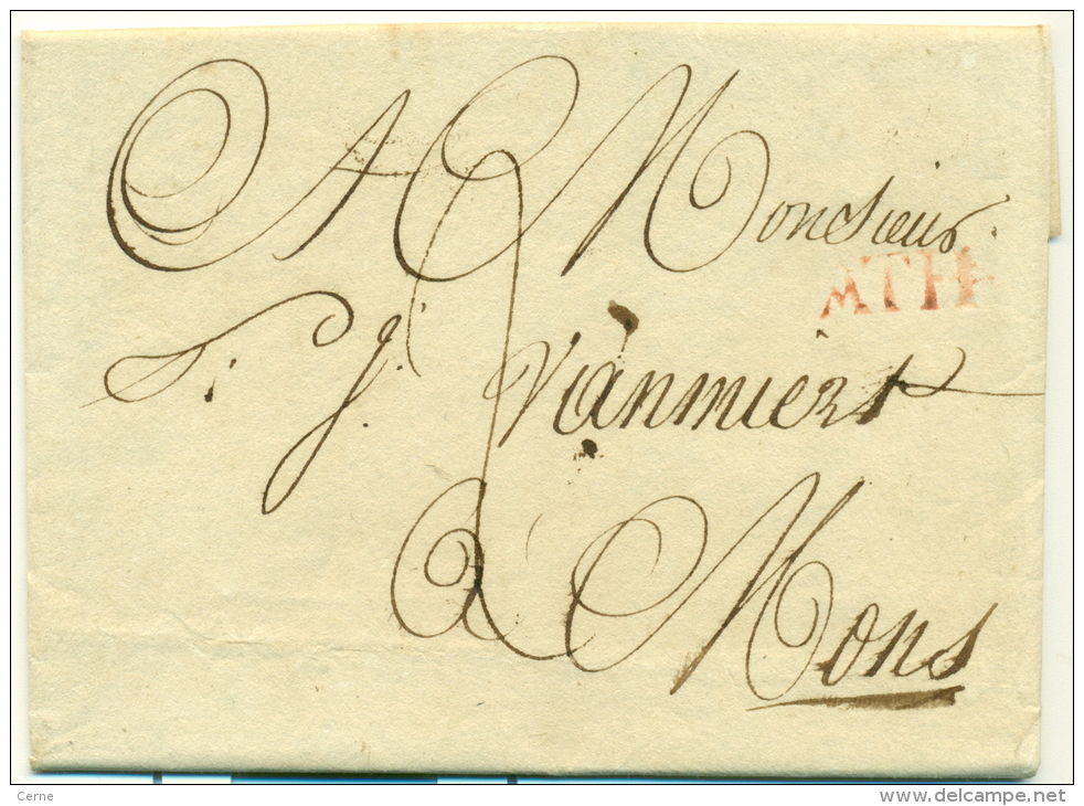 Belgique - Précurseur De Ath Vers Mons Du 21/09/1819, Cachet "ATH" Rouge, Très Belle, See Scan - 1815-1830 (Hollandse Tijd)