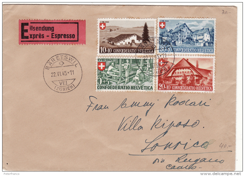 1945 Svizzera - Pro Patria - Lettres & Documents