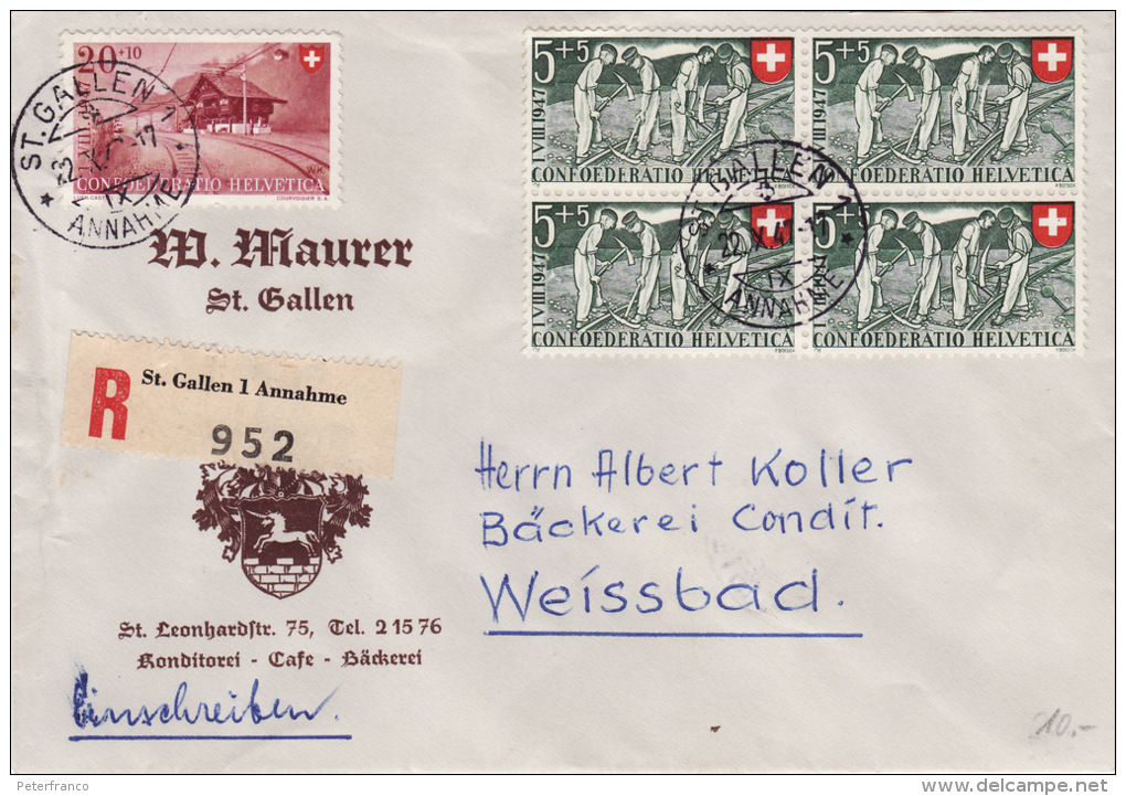 1947 Svizzera - Pro Patria - Storia Postale