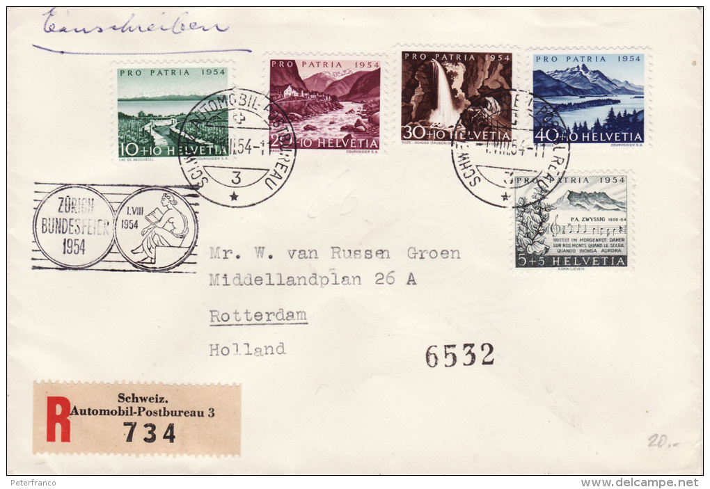 1954 Svizzera - Pro Patria - Storia Postale