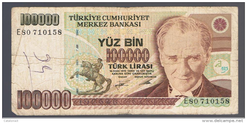 TURQUIA - TURKEY - 100.000 Liras 1970   Circulado  P-206 - Turquie