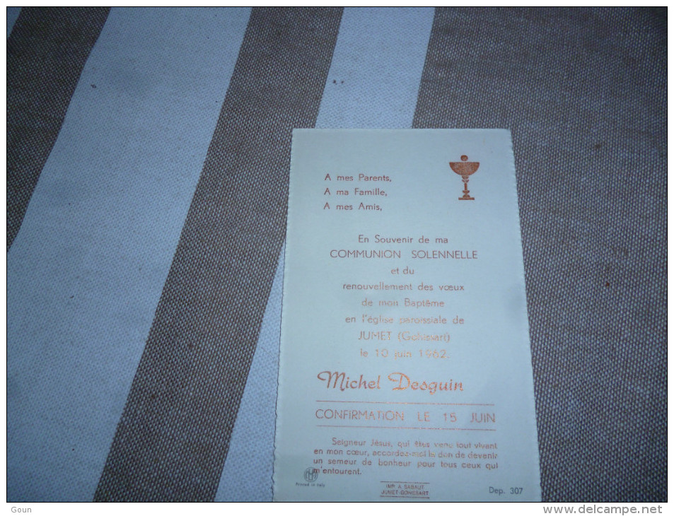 Souvenir Communion Michel DESGUIN Jumet Gohissart 1962 - Comunioni