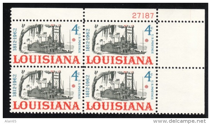 #1196, #1197&amp; #1198 Lot Of 3 Plate # Block Of 4 US Postage Stamps Seattle Space Needle Louisiana Statehood Homestead - Numéros De Planches