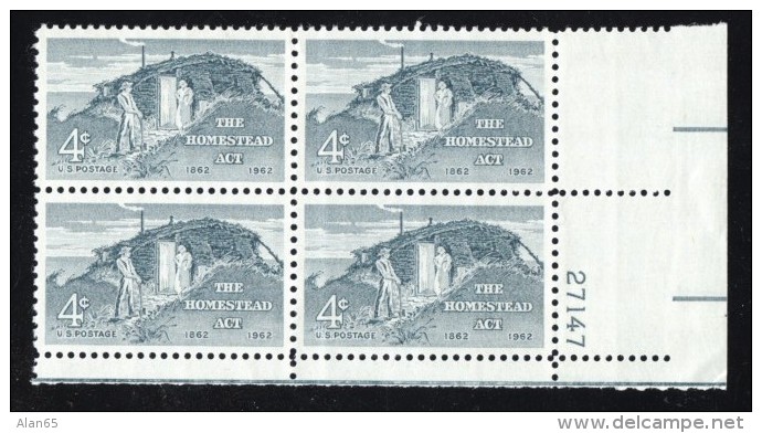 #1196, #1197&amp; #1198 Lot Of 3 Plate # Block Of 4 US Postage Stamps Seattle Space Needle Louisiana Statehood Homestead - Plattennummern