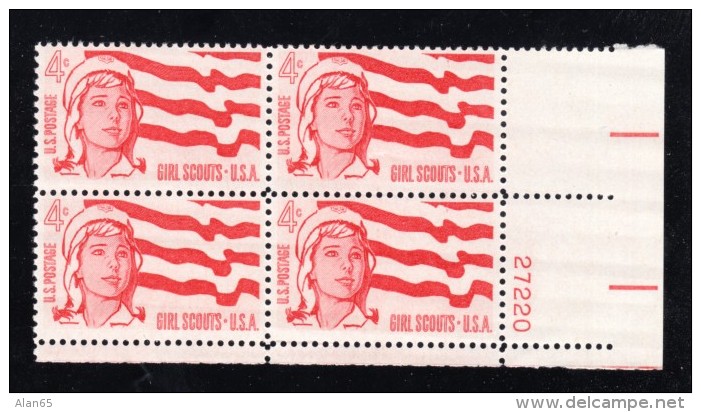 #1199, #1200 &amp; #1201 Lot Of 3 Plate # Block Of 4 US Postage Stamps Girl Scouts Senator McMahon Atomic Energy Apprent - Plattennummern