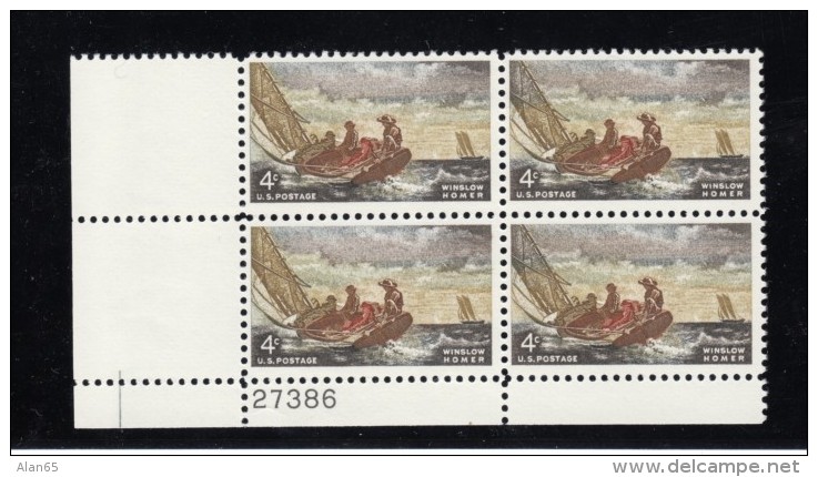 #1206 #1207 #1213 #1232 Lot Of 4 Plate # Blocks Education, Winslow Homer, George Washington, West Virginia Statehood - Plate Blocks & Sheetlets