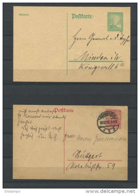 Germany 1918,1925 2 Post Stationary Cards - Covers & Documents