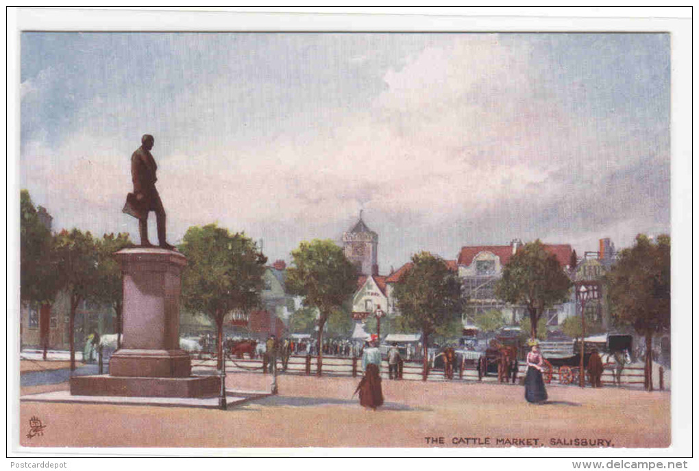 The Cattle Market Salisbury Wiltshire UK 1910c Tuck Postcard - Salisbury