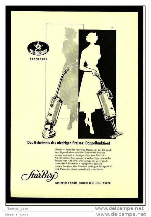 Reklame Werbeanzeige 1956 ,  Elektrostar Starboy Mit Doppelfunktion - Andere Geräte