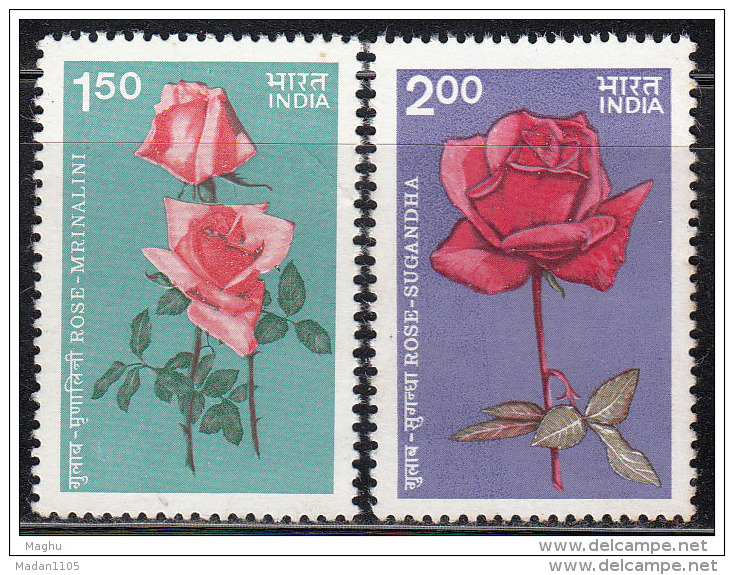 INDIA,1984,ROSES,SET 2 V, MNH,(**) - Neufs