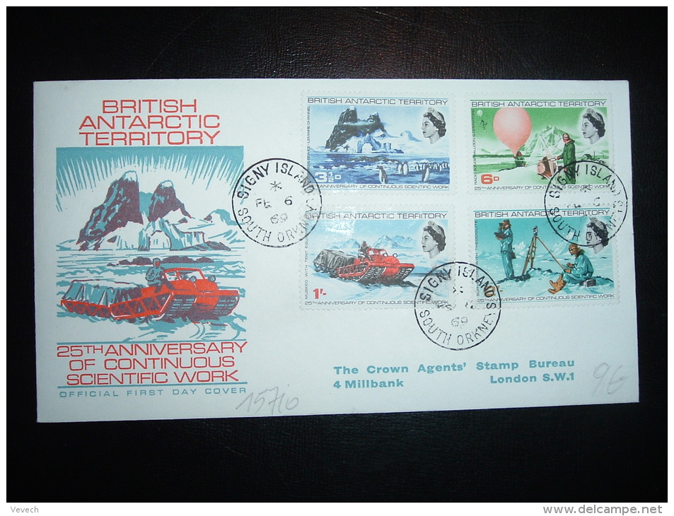 LETTRE TP BRITISH ANTARCTIC TERRITORY 3 1/2D + 6D + 1 + 2 OBL. FE 6 69 SIGNY ISLAND SOUTH ORKNEYS - Covers & Documents
