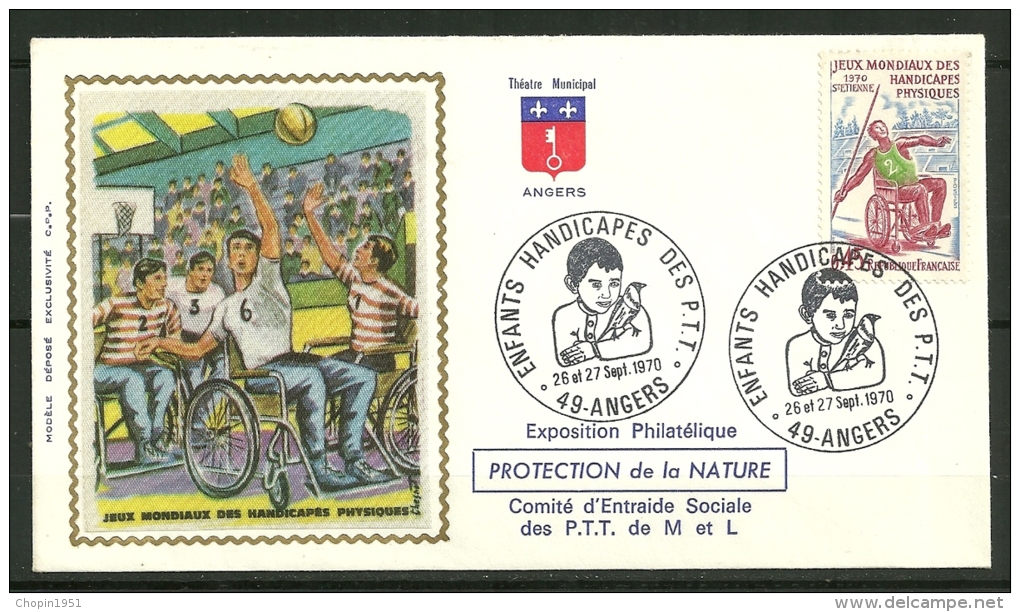 N° 1649 - ENFANTS HANDICAPES DES P.T.T. - ANGERS 1970 - Sport Voor Mindervaliden