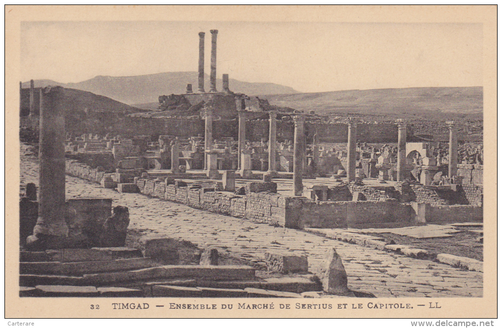 ALERIE,AFRIQUE DU NORD,CARTE ANCIENNE,Cité Antique,ruines Romaines,TIMGAD EN 1900,batna,aures,fondée Par Empereur Trajan - Batna