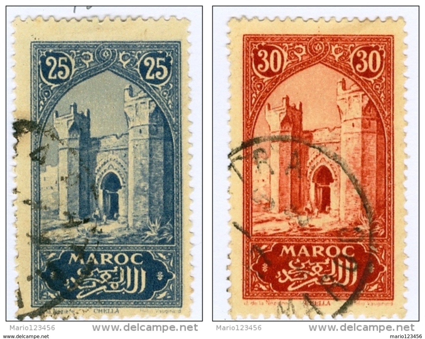 MAROCCO FRANCESE, FRENCH MOROCCO, TORRI, 1923, FRANCOBOLLI USATI, Scott 98,99  YT 106,107 - Usati