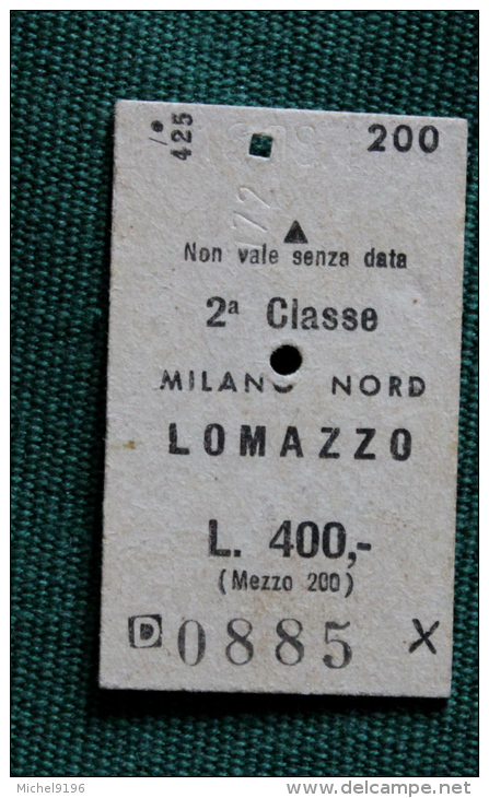 Billet De Train MILANO-LOMAZZO  1964 Col Schnabel - Europa