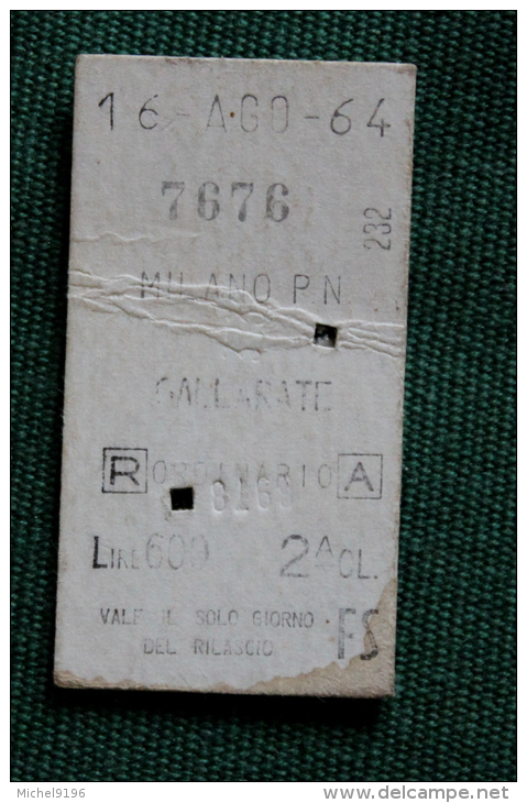 Billet De Train Milano- Gallarate1964 Col Schnabel - Europe