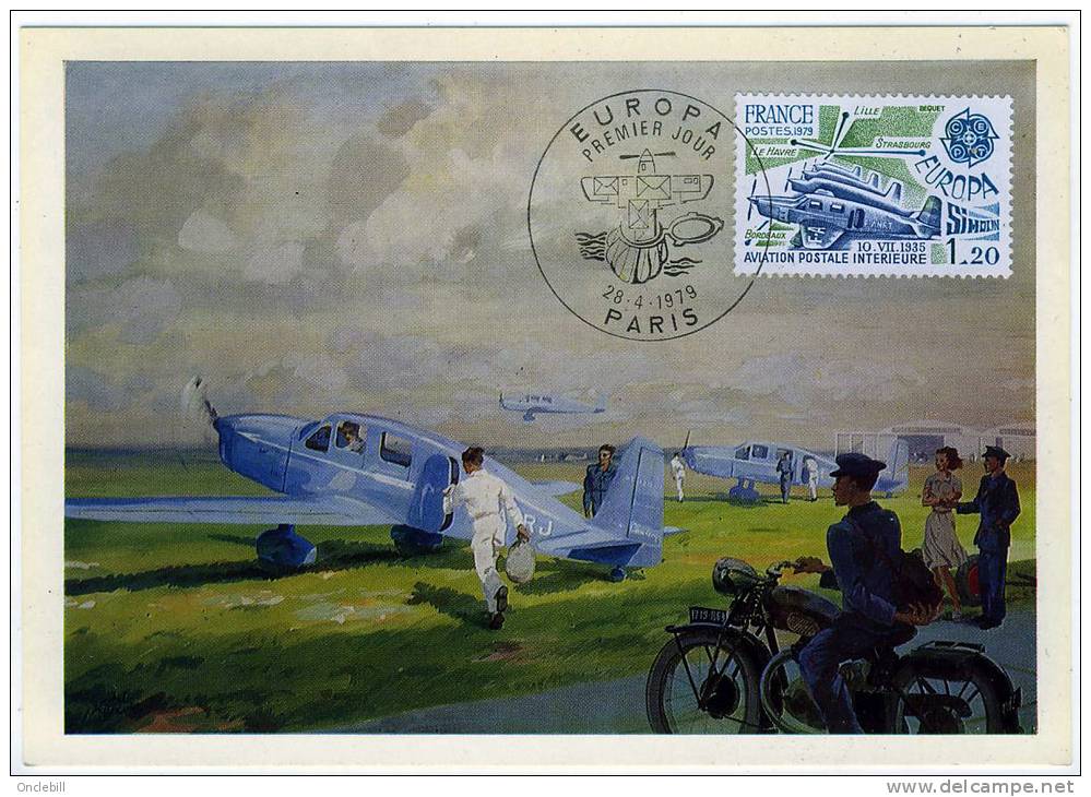 Aviation Postale Intérieure Avion Simoun Facteur Moto 1979   état Superbe - 1970-1979