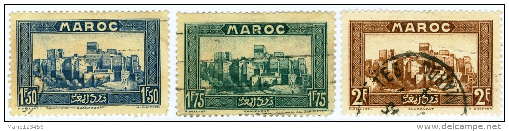 MAROCCO FRANCESE, FRENCH MOROCCO, 1933-1934, FRANCOBOLLI USATI, Scott 141,142,143 - Usati