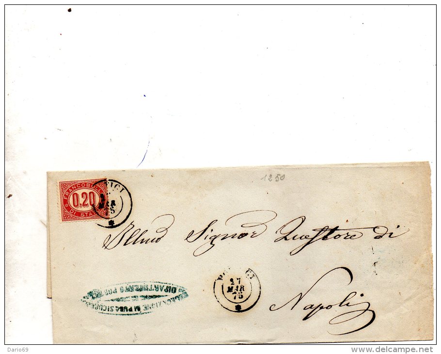 1875 LETTERA CON ANNULLO PORTICI NAPOLI - Revenue Stamps
