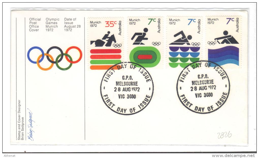 VER2826 - AUSTRALIA , Olimpiadi La Serie Su FDC 28 Agosto 1972 - Lettres & Documents